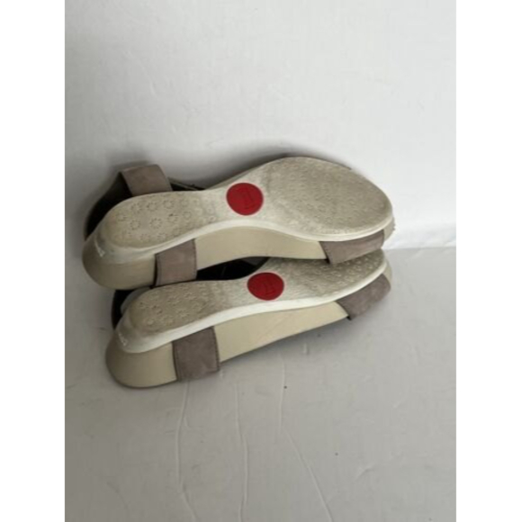 CAMPER •40/ 9• Nubuck Leather Micro Wedge T-Strap Sandals $160 Pastel Gray Grey - Picture 10 of 11